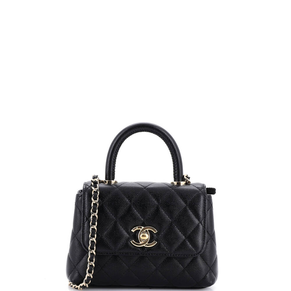 Chanel Extra Mini Coco Top Handle Bag Quilted Caviar